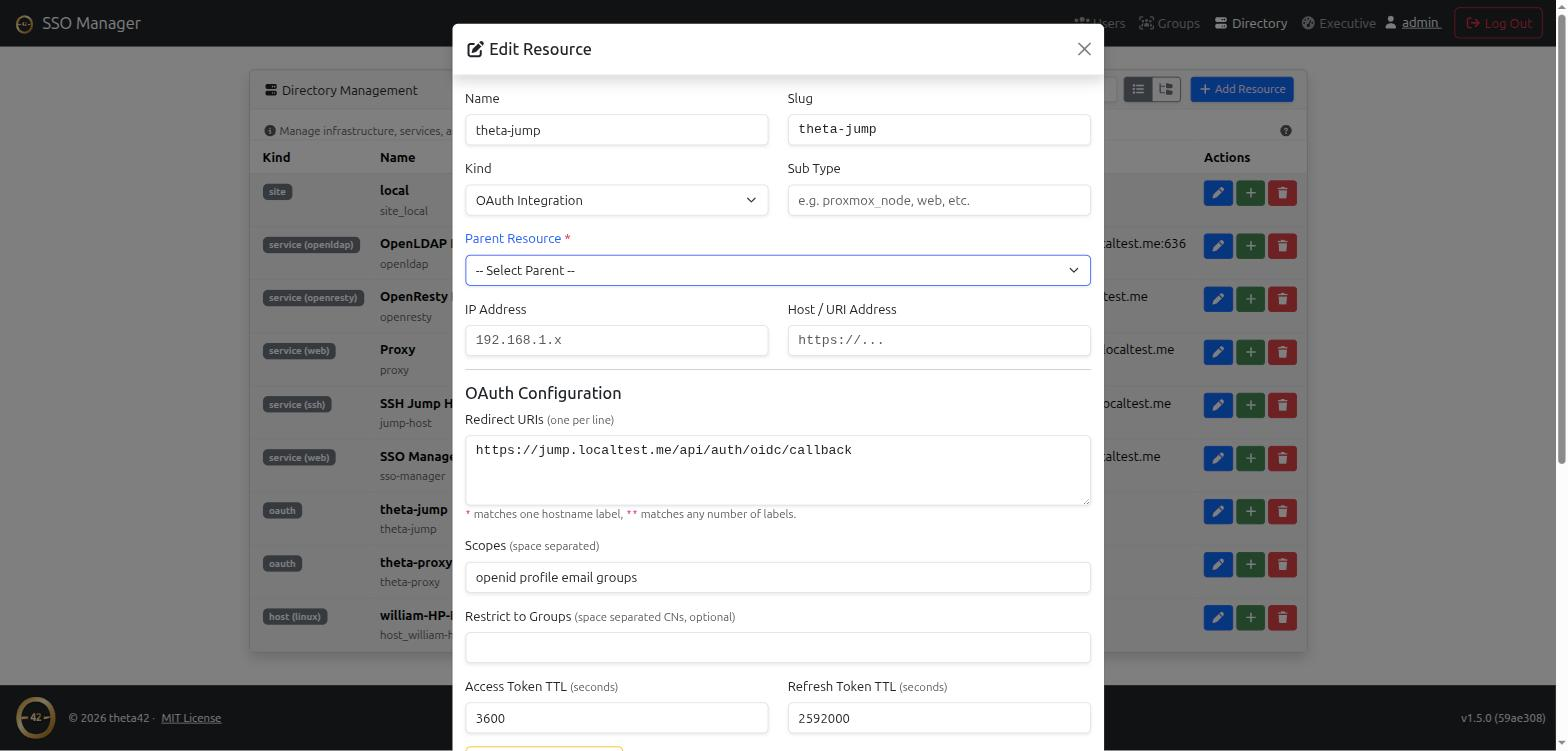 OAuth client (edit view)